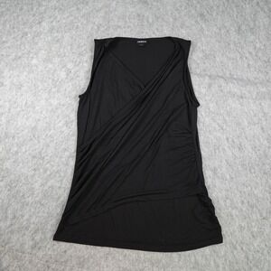 Torrid Top Women 1X Black Sleeveless Faux Wrap V Neck Ruched Jersey Knit